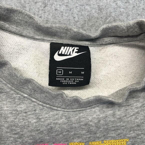 Nike Crop Crewneck Women’s Medium Gray Multicolor Embroidered Swoosh BV2800-063 - Picture 3 of 9